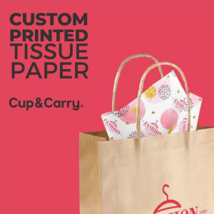 Cup & Carry ad: custom printed tissue paper