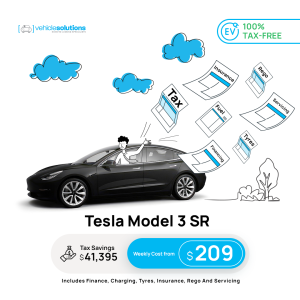 Vehicle Solutions ad for a Tesla Model 3